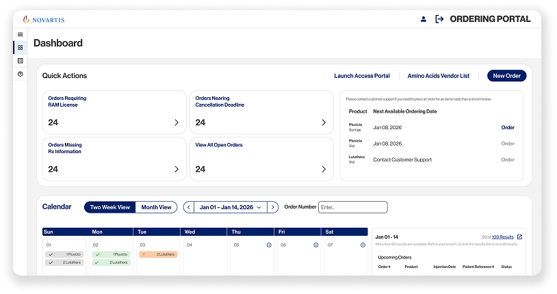 ROME ordering platform dashboard