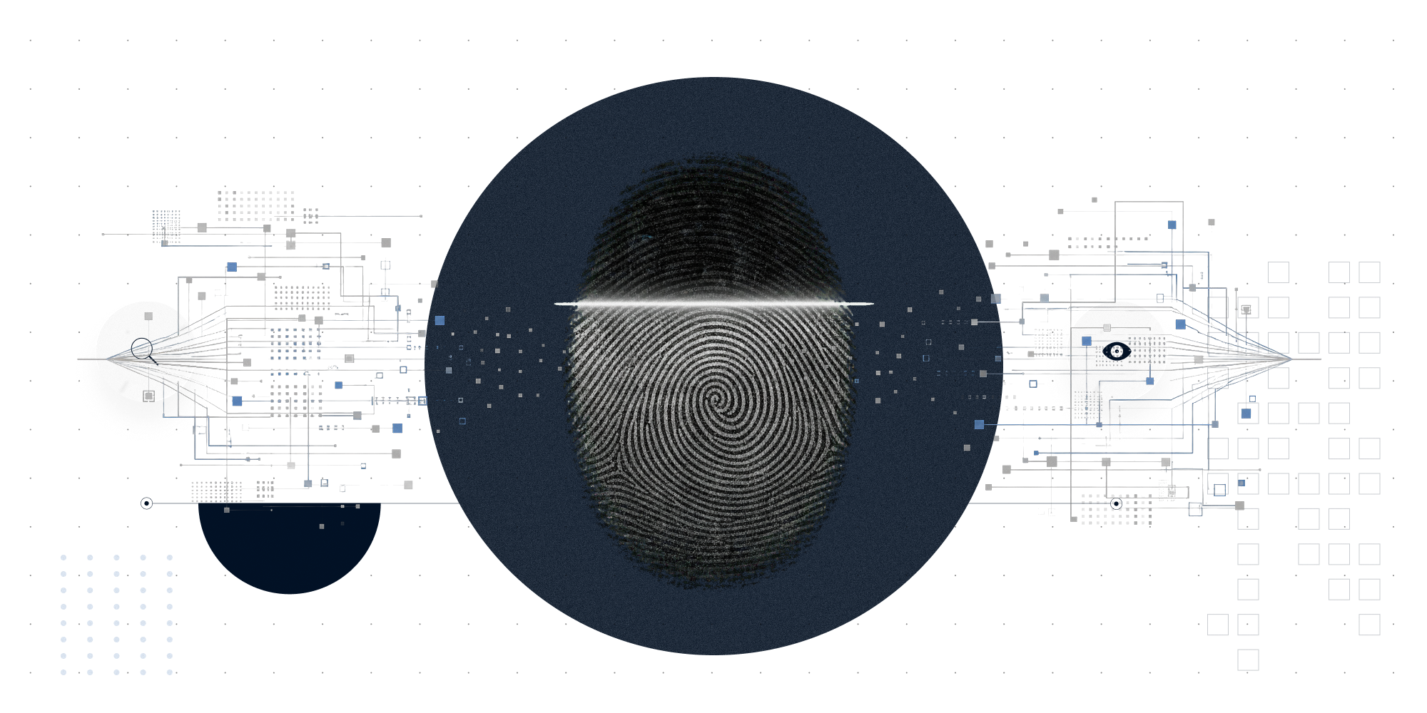 Editorial illustration of a fingerprint representing federal investigations